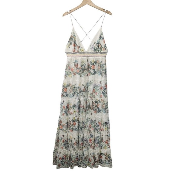 Alice + Olivia Karolina Floral Eyelet Maxi Dress Size 12 Ivory $595 - Picture 7 of 16